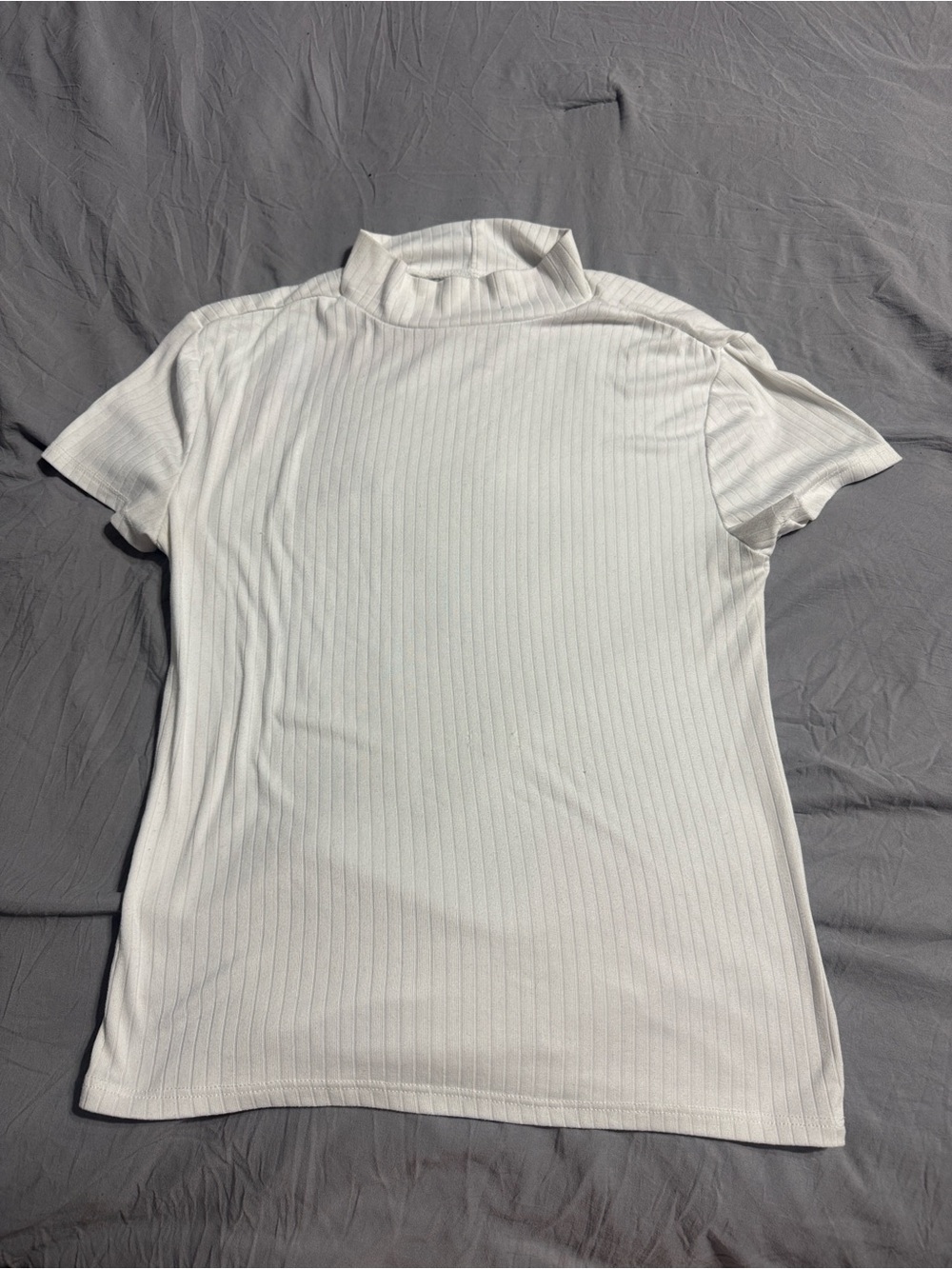 eye candy Cream Ribbed Mock Neck Tee